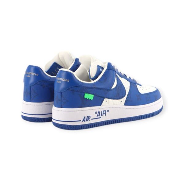 Louis Vuitton x Nike Air Force 1 Low Top Sneaker Blue White Size 7 (M) 8.5 (W) - Picture 3 of 5
